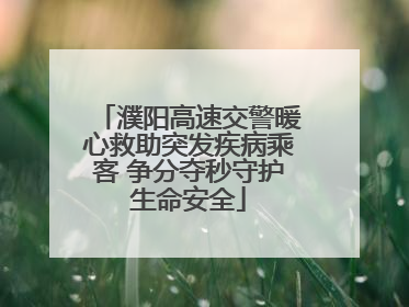 濮阳高速交警暖心救助突发疾病乘客 争分夺秒守护生命安全